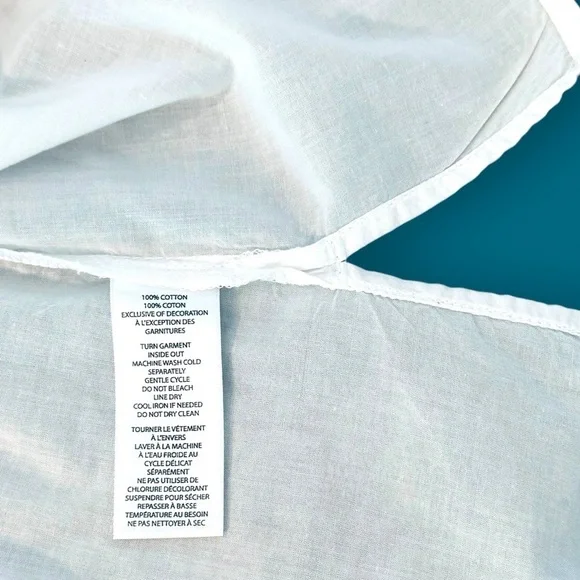 BeachLunchLounge Size Small White Cotton V-Neck Boho Embroidered Popover Top - Picture 4 of 5